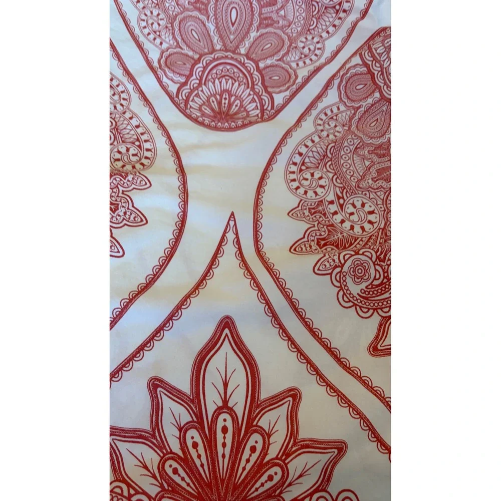 Pottery Barn Paisley Medallion Coral Twin Duvet Cover 100% Cotton Button Closure